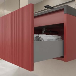 Mueble de baño BINARIO suspendido 2 cajones acabado ROJO PARDO