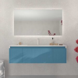 Mueble de baño BINARIO suspendido 3 cajones acabado AZUL OCEAN