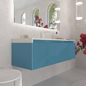 Mueble de baño BINARIO suspendido 3 cajones acabado AZUL OCEAN