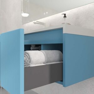 Mueble de baño BINARIO suspendido 3 cajones acabado AZUL OCEAN