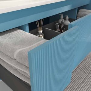 Mueble de baño BINARIO suspendido 3 cajones acabado AZUL OCEAN