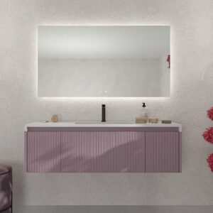 Mueble de baño BINARIO suspendido 3 cajones acabado VIOLETA
