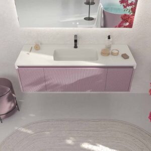 Mueble de baño BINARIO suspendido 3 cajones acabado VIOLETA