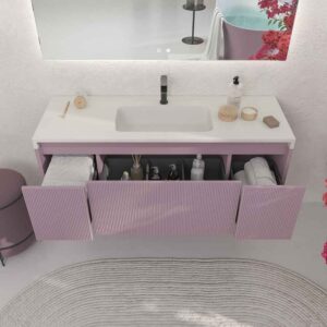 Mueble de baño BINARIO suspendido 3 cajones acabado VIOLETA