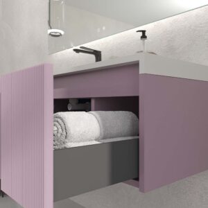 Mueble de baño BINARIO suspendido 3 cajones acabado VIOLETA