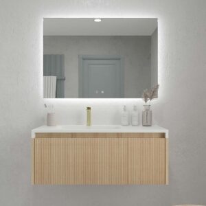 Mueble de baño BINARIO suspendido 2 cajones acabado ROBLE FRANCES claro
