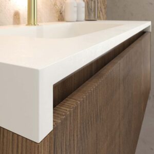 Mueble de baño BINARIO suspendido 2 cajones acabado ROBLE FRANCES oscuro
