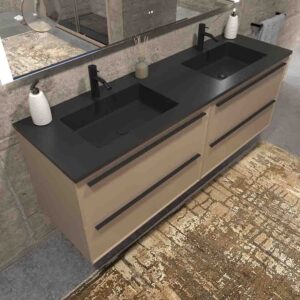 Mueble de baño suspendido 4 cajones BREMA con lavabo Solid Surface MOKA