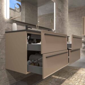 Mueble de baño suspendido 4 cajones BREMA con lavabo Solid Surface MOKA