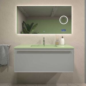 Mueble de baño suspendido 1 cajón BREMA con lavabo Solid Surface  GRIS POLVO