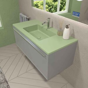 Mueble de baño suspendido 1 cajón BREMA con lavabo Solid Surface  GRIS POLVO