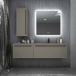 Mueble de baño suspendido 2  cajones BREMA con lavabo Solid Surface  GRIS CUARZO