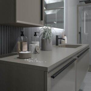 Mueble de baño suspendido 2  cajones BREMA con lavabo Solid Surface  GRIS CUARZO
