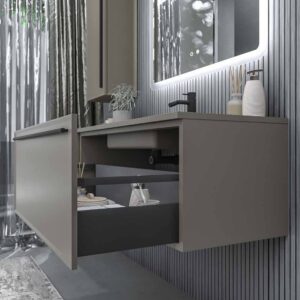 Mueble de baño suspendido 2  cajones BREMA con lavabo Solid Surface  GRIS CUARZO