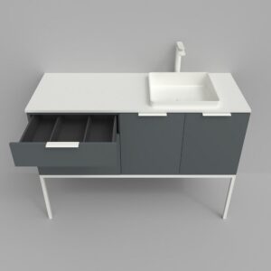 Mueble de baño ELLA con patas 2 cajones - 2 puertas acabado PERLADO