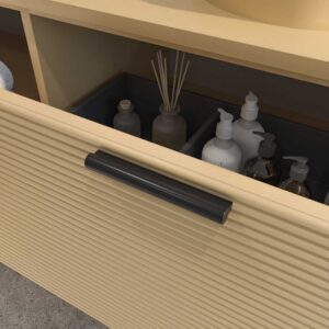 Mueble de baño HOLE suspendido 3 cajones acabado CREMA con encimera SOLID SURFACE lavabo semiencastrado Osiris