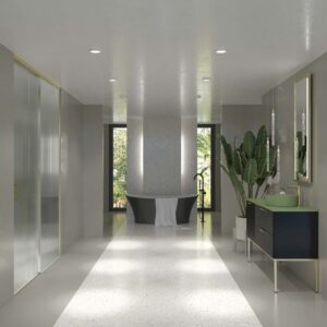 Mueble de baño HOLE con patas 2 cajones/1puerta acabado NEGRO con tapa y lavabo Osiris Solid Surface VERDE RESEDA