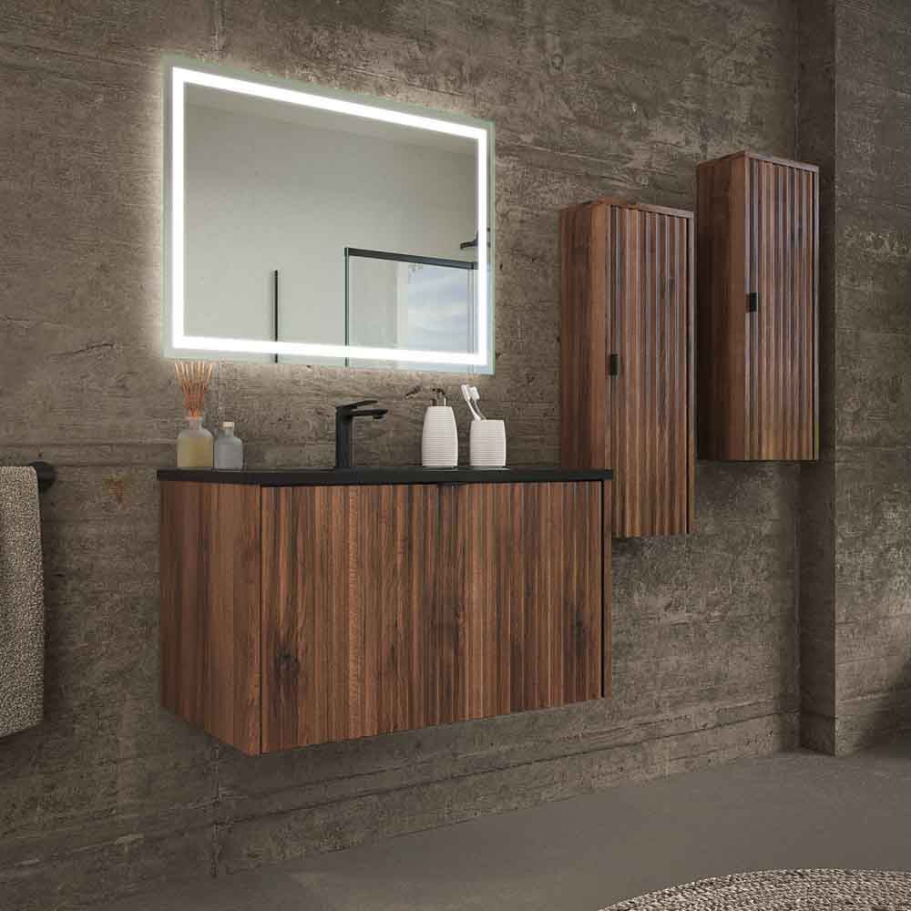Mueble de baño MILO suspendido 1 cajón acabado OLMO - Imagen 6