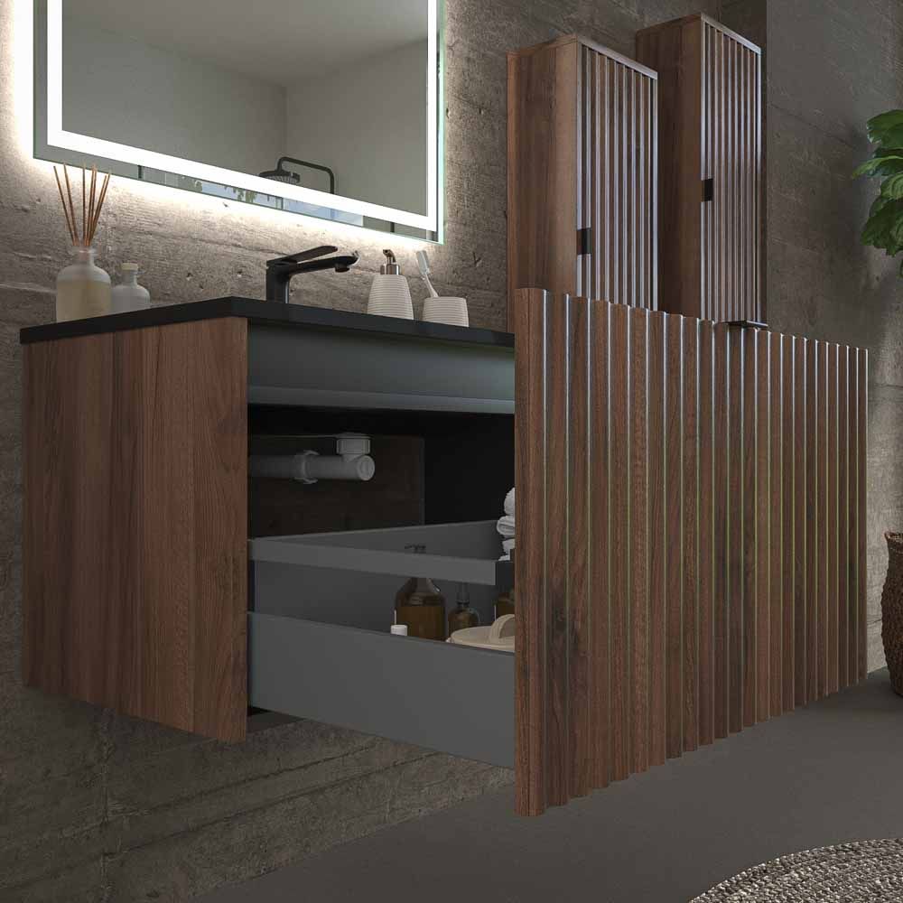 Mueble de baño MILO suspendido 1 cajón acabado OLMO - Imagen 4