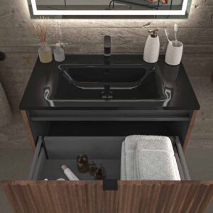 Mueble de baño MILO suspendido 1 cajón acabado OLMO