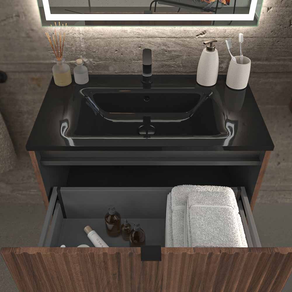 Mueble de baño MILO suspendido 1 cajón acabado OLMO - Imagen 3