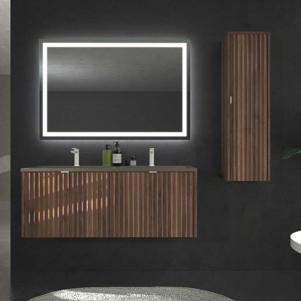 Mueble de baño MILO suspendido 2 cajones acabado OLMO