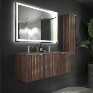 Mueble de baño MILO suspendido 2 cajones acabado OLMO