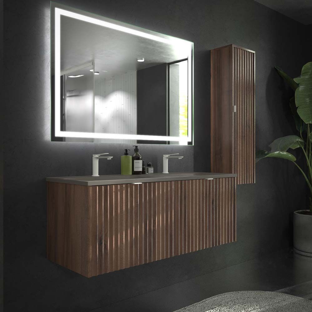 Mueble de baño MILO suspendido 2 cajones acabado OLMO - Imagen 4
