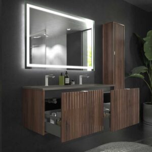 Mueble de baño MILO suspendido 2 cajones acabado OLMO