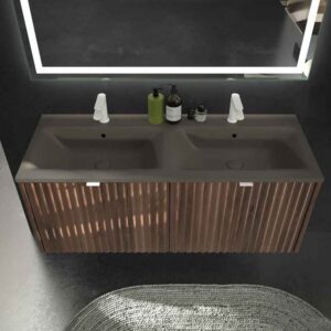 Mueble de baño MILO suspendido 2 cajones acabado OLMO