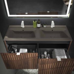 Mueble de baño MILO suspendido 2 cajones acabado OLMO