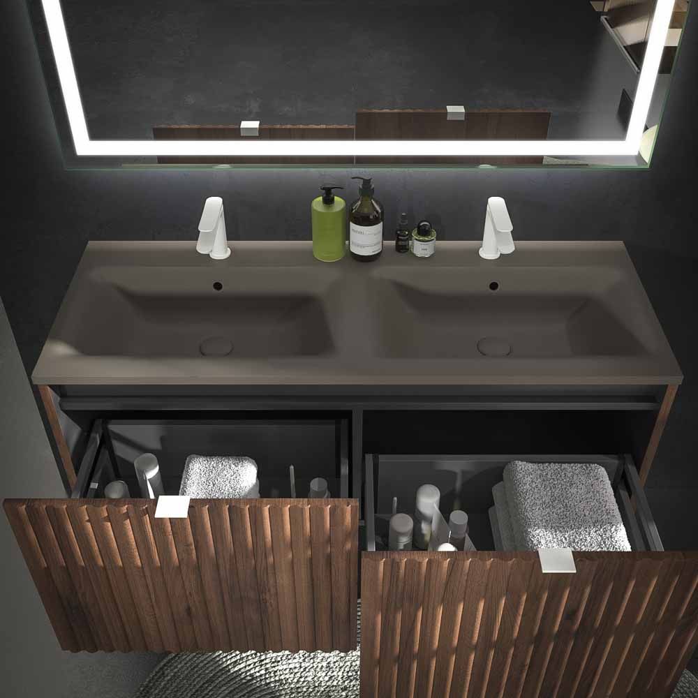 Mueble de baño MILO suspendido 2 cajones acabado OLMO - Imagen 6