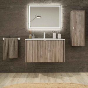 Mueble de baño MILO suspendido 1 cajón acabado ROBLE CENIZA