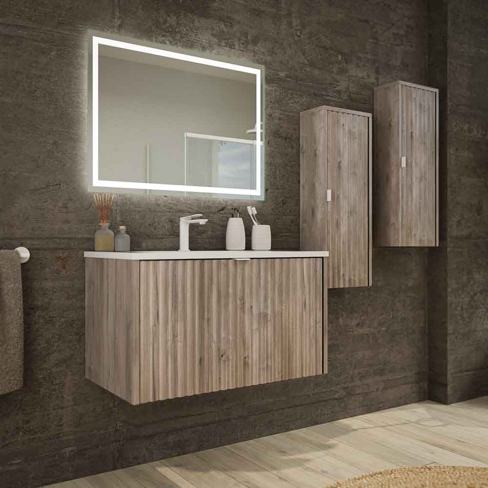 Mueble de baño MILO suspendido 1 cajón acabado ROBLE CENIZA - Imagen 6