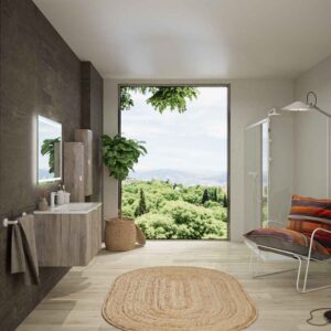 Mueble de baño MILO suspendido 1 cajón acabado ROBLE CENIZA