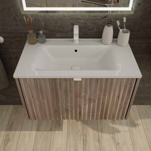 Mueble de baño MILO suspendido 1 cajón acabado ROBLE CENIZA