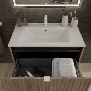 Mueble de baño MILO suspendido 1 cajón acabado ROBLE CENIZA