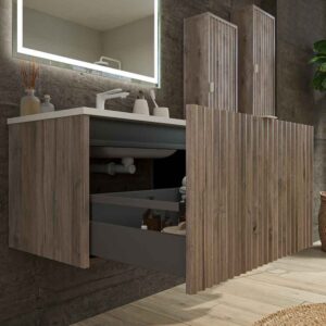 Mueble de baño MILO suspendido 1 cajón acabado ROBLE CENIZA