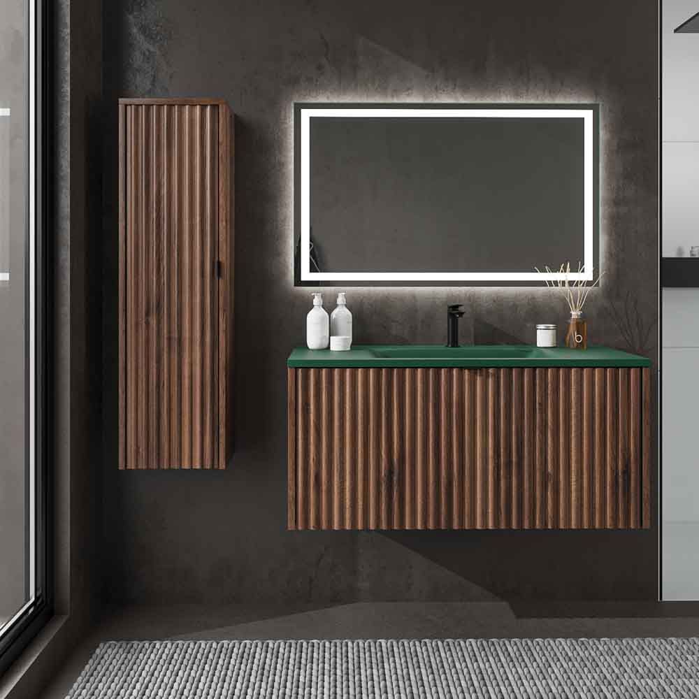 Mueble de baño MILO suspendido 1 cajón acabado OLMO - Imagen 9