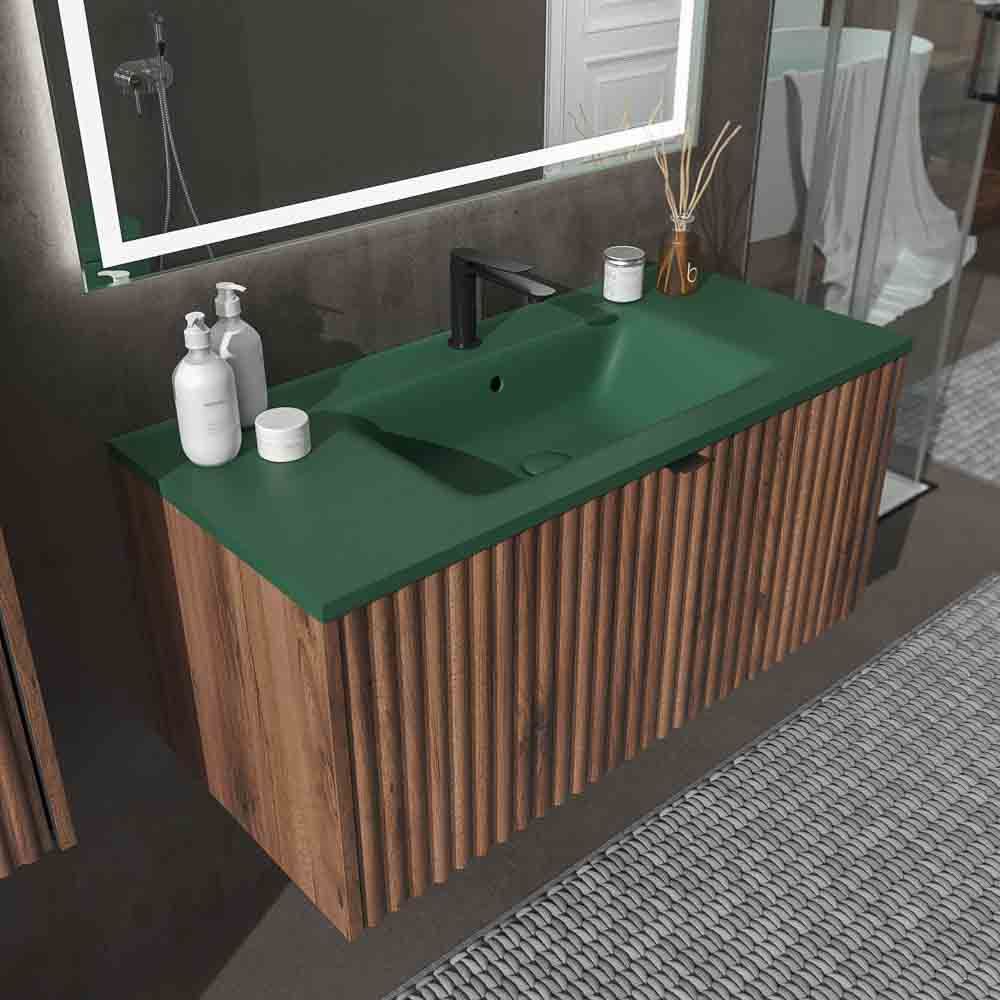 Mueble de baño MILO suspendido 1 cajón acabado OLMO - Imagen 8