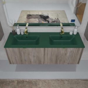 Mueble de baño MILO suspendido 2 cajones acabado ROBLE CENIZA