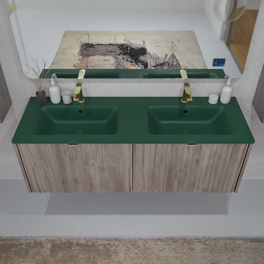 Mueble de baño MILO suspendido 2 cajones acabado ROBLE CENIZA - Imagen 8