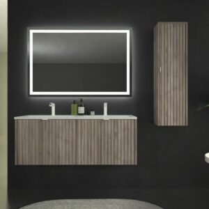 Mueble de baño MILO suspendido 2 cajones acabado ROBLE CENIZA