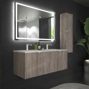 Mueble de baño MILO suspendido 2 cajones acabado ROBLE CENIZA