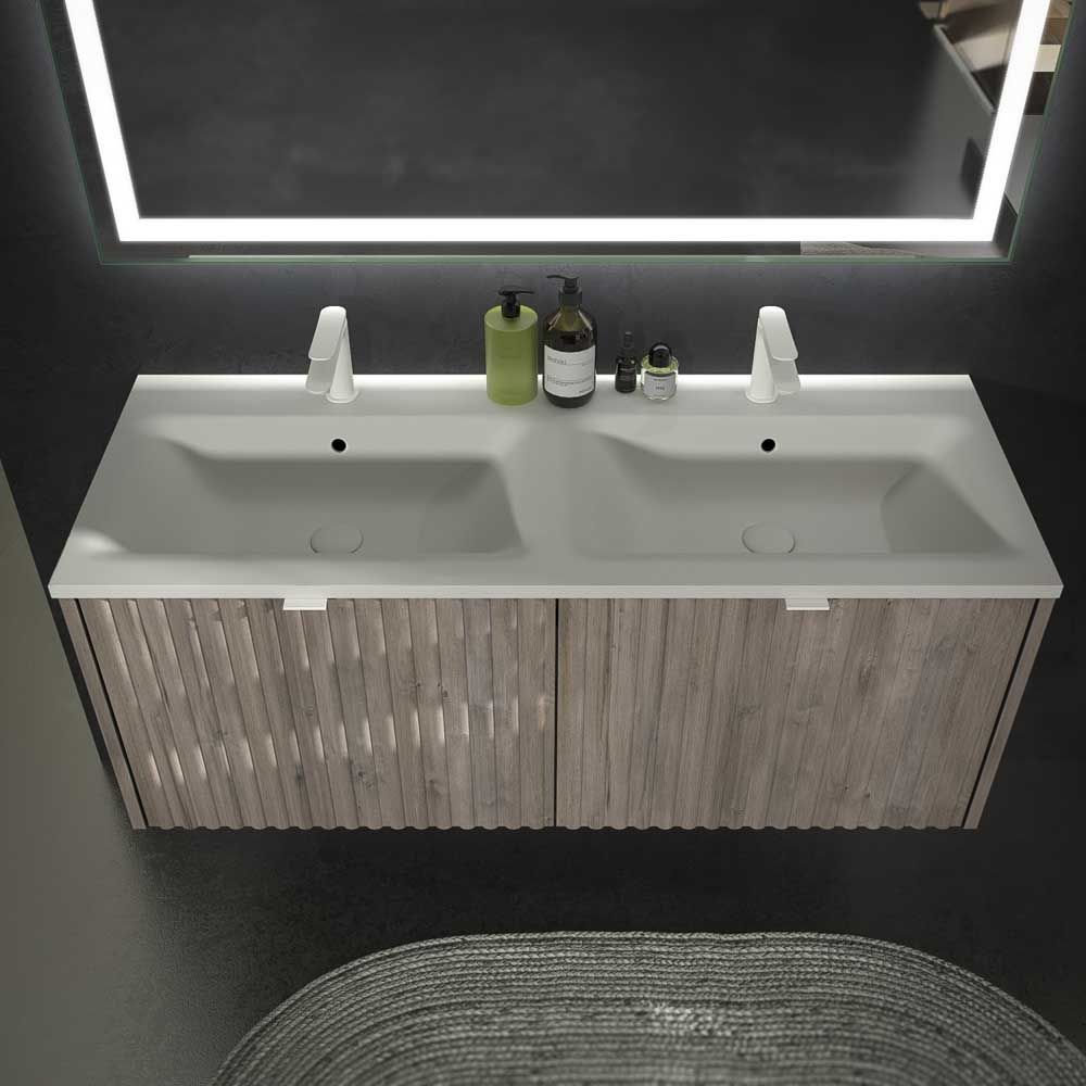 Mueble de baño MILO suspendido 2 cajones acabado ROBLE CENIZA - Imagen 3