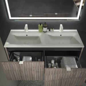Mueble de baño MILO suspendido 2 cajones acabado ROBLE CENIZA