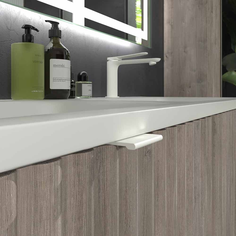 Mueble de baño MILO suspendido 2 cajones acabado ROBLE CENIZA - Imagen 7