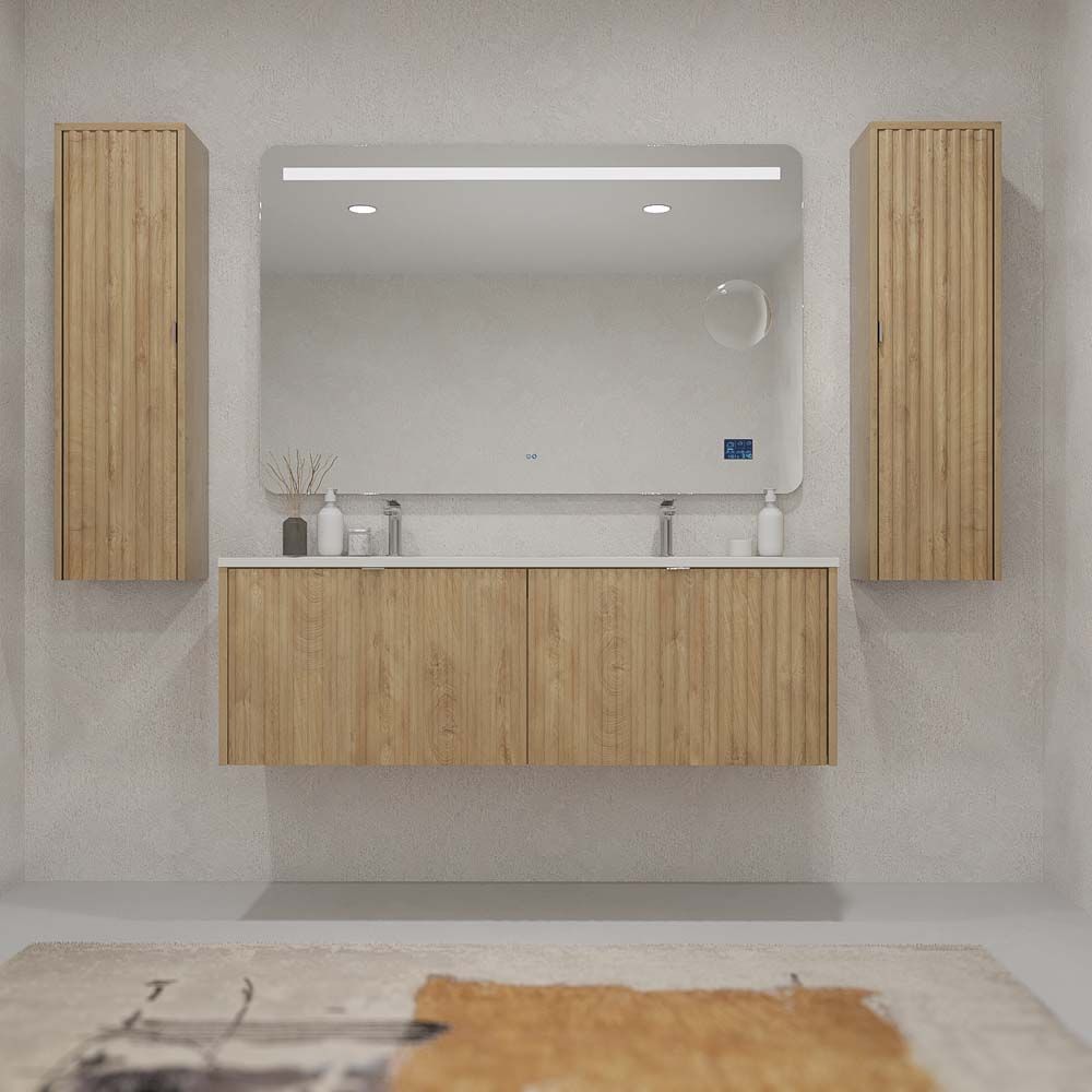 Mueble de baño MILO suspendido 2 cajones acabado ROBLE TEXAS