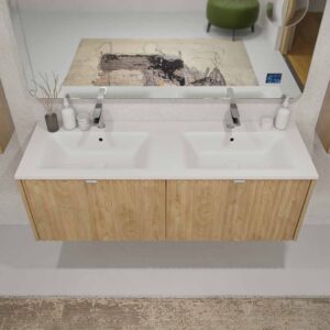 Mueble de baño MILO suspendido 2 cajones acabado ROBLE  TEXAS
