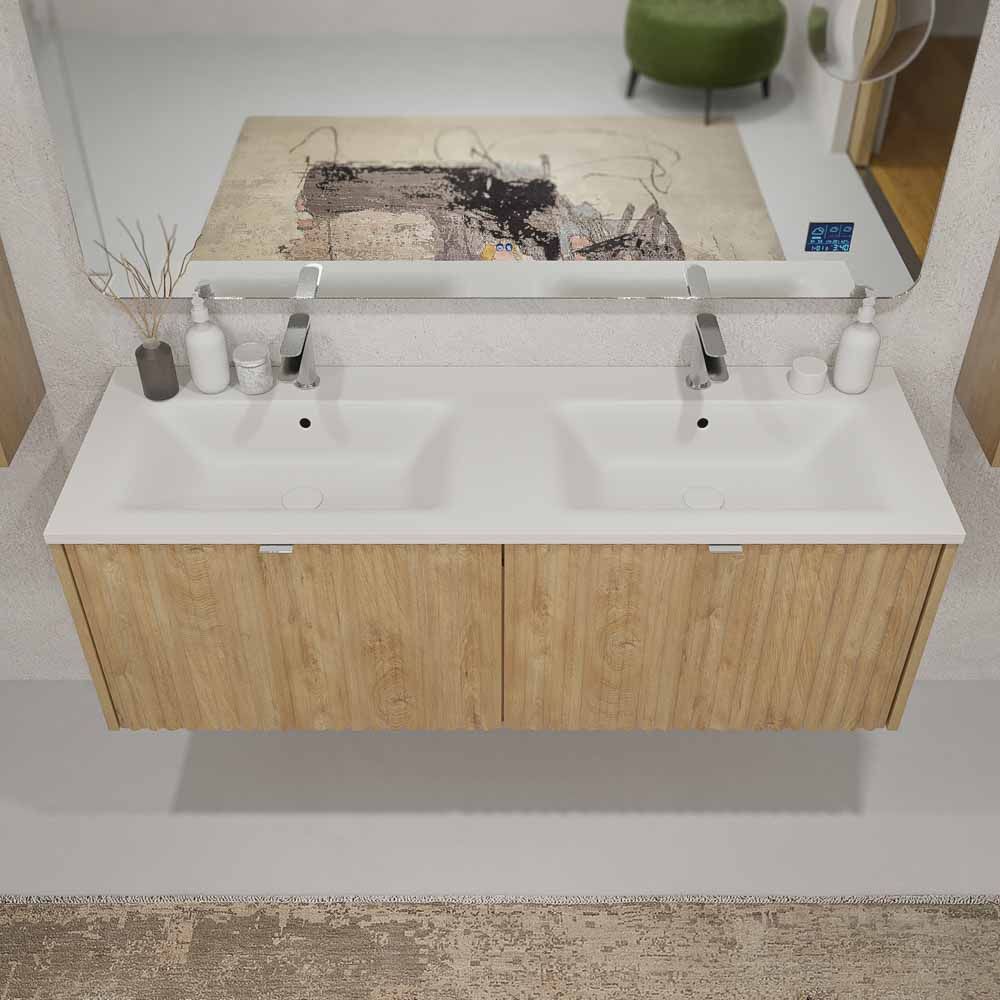 Mueble de baño MILO suspendido 2 cajones acabado ROBLE TEXAS - Imagen 6